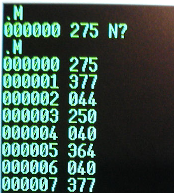 MITS Turnmon used to display first 8 bytes of memory.