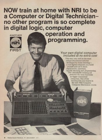 Radio Electronics December 1970 National Radio Institute ( NRI ) Digital Computer Model 832 advertisement